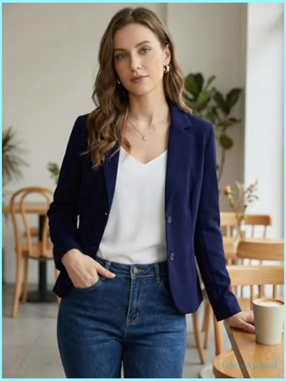 Stretch Blazer for Work Office Business Casual Fitted Jacket